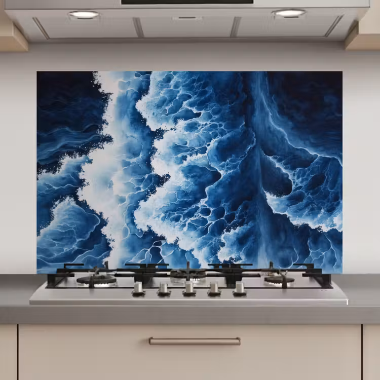 Golven - Blauw - Schuim keuken achterwand spatscherm klein -3d_website