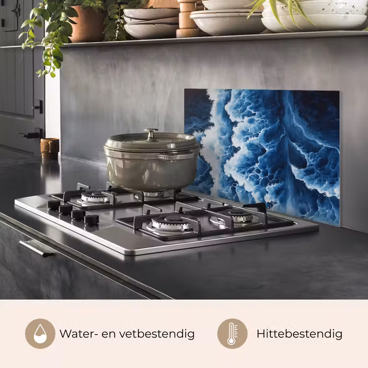 Golven - Blauw - Schuim keuken achterwand spatscherm klein -usp_NL
