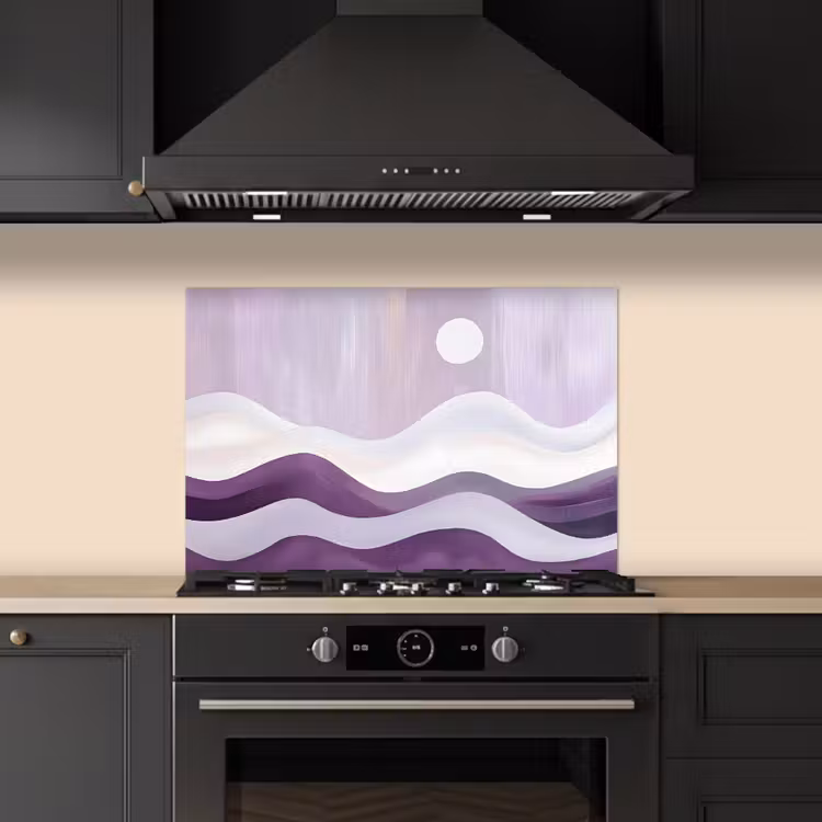 Golven - Heuvels - Abstract - Paars keuken achterwand spatscherm klein -sfeer1