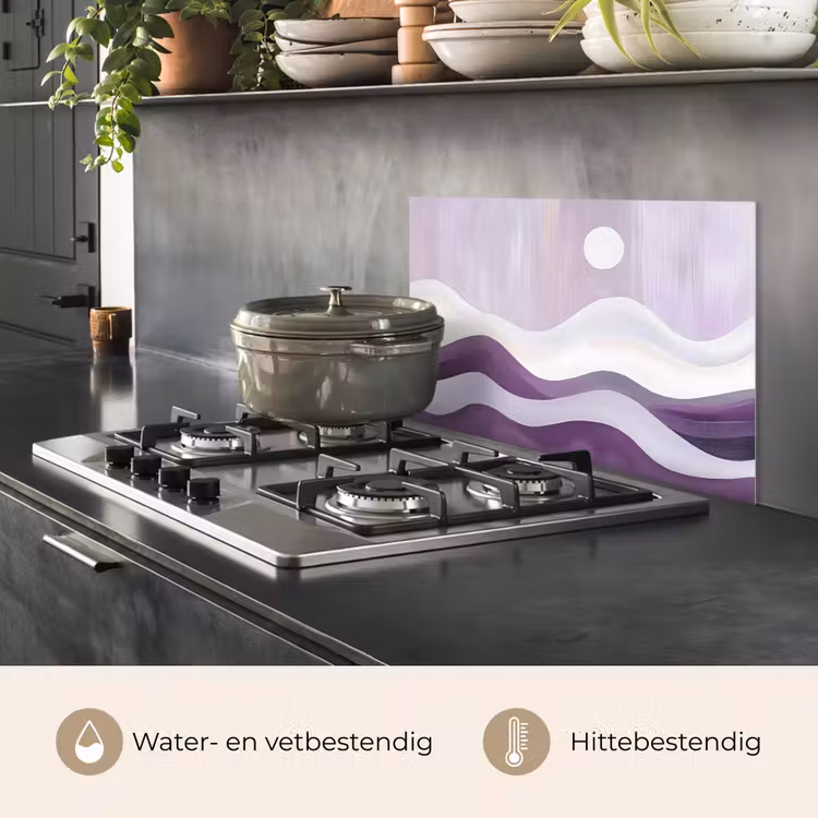 Golven - Heuvels - Abstract - Paars keuken achterwand spatscherm klein -usp_NL