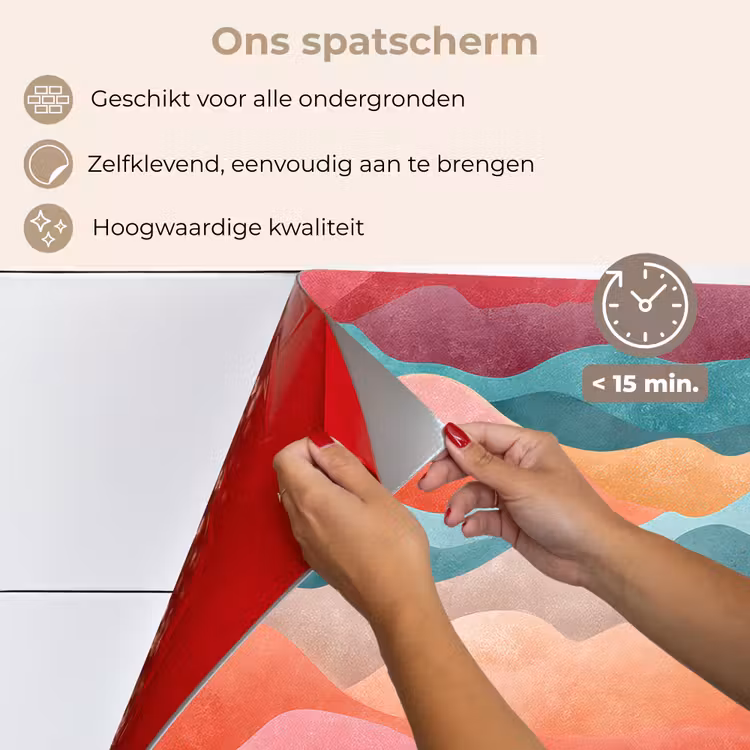 Golven - Kleurrijk - Abstract keuken achterwand spatscherm klein -spatscherm_NL