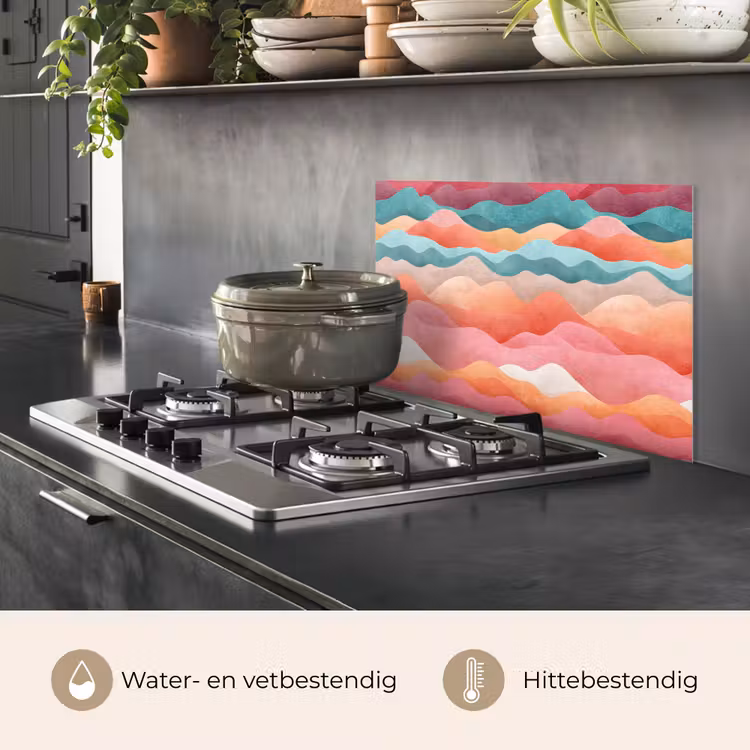 Golven - Kleurrijk - Abstract keuken achterwand spatscherm klein -usp_NL