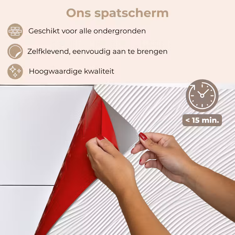 Golven - Ribbels - Wit keuken achterwand spatscherm klein 900 -spatscherm_NL