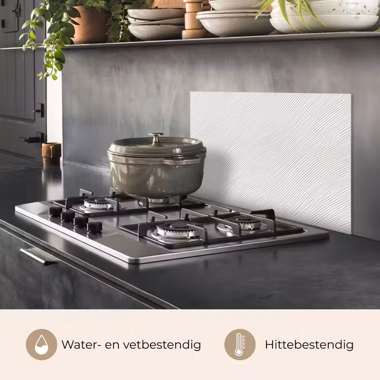 Golven - Ribbels - Wit keuken achterwand spatscherm klein 900 -usp_NL