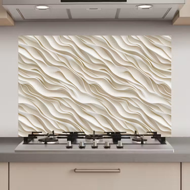 Golven - Wit - Minimalistisch keuken achterwand spatscherm klein 900 -3d_website