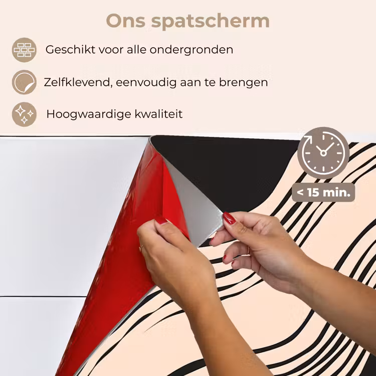Golven - Zwart - Zandkleur keuken achterwand spatscherm klein -spatscherm_NL