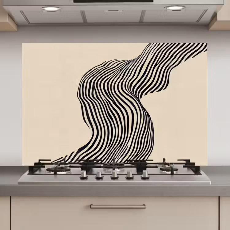 Golvend - Lijnen - Abstract - Silhouet keuken achterwand spatscherm klein -3d_website