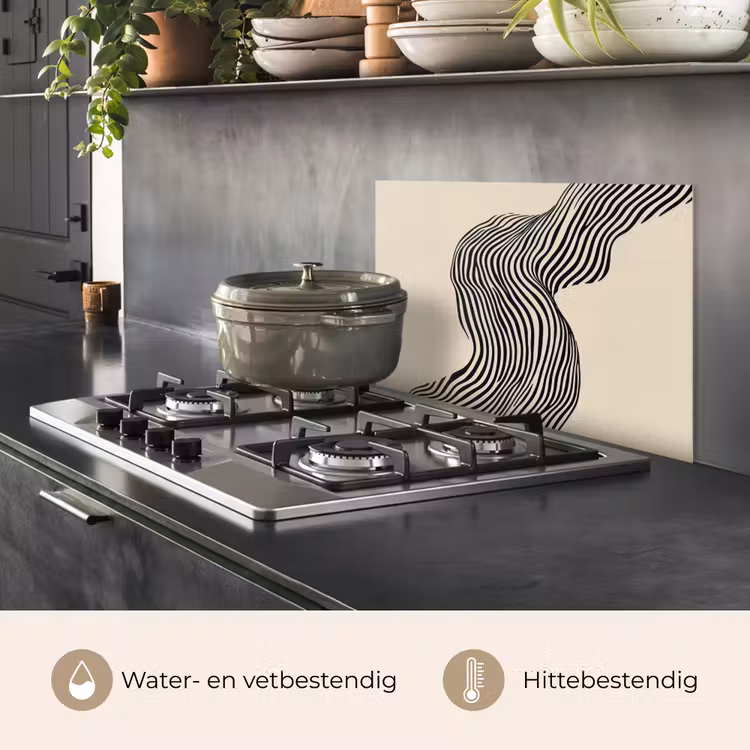 Golvend - Lijnen - Abstract - Silhouet keuken achterwand spatscherm klein -usp_NL