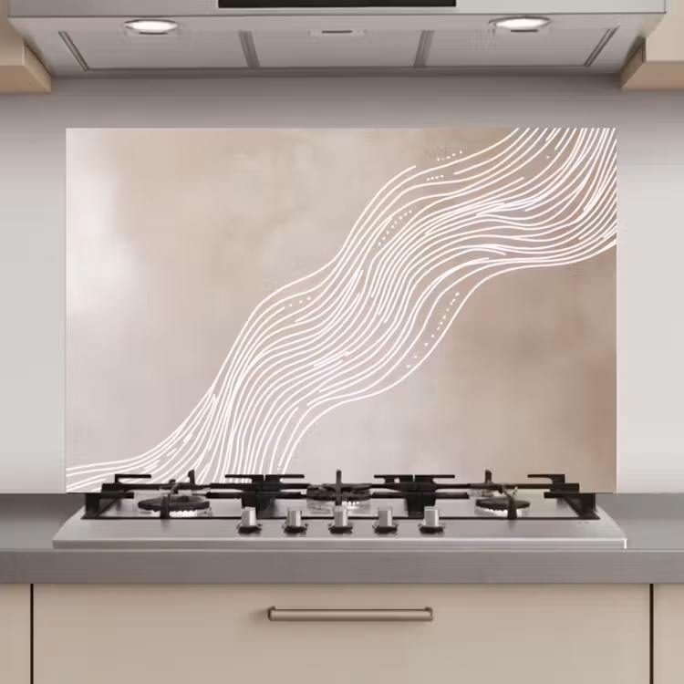 Golvende lijnen - Vloeiend - Zandkleurig keuken achterwand spatscherm klein -3d_website