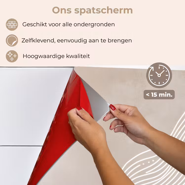 Golvende lijnen - Vloeiend - Zandkleurig keuken achterwand spatscherm klein -spatscherm_NL