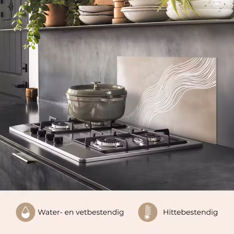 Golvende lijnen - Vloeiend - Zandkleurig keuken achterwand spatscherm klein -usp_NL