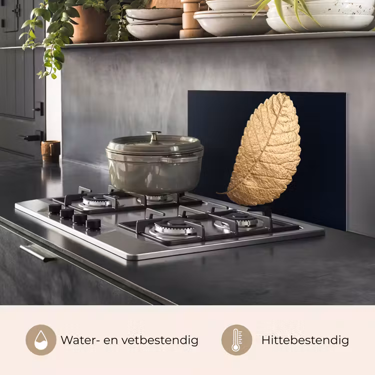 Goud - Bladeren - Zwart - Planten - Luxe - Natuur keuken achterwand spatscherm klein -usp_NL