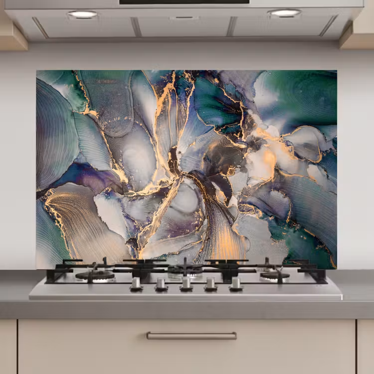 Goud - Blauw - Marmer keuken achterwand spatscherm klein -3d_website