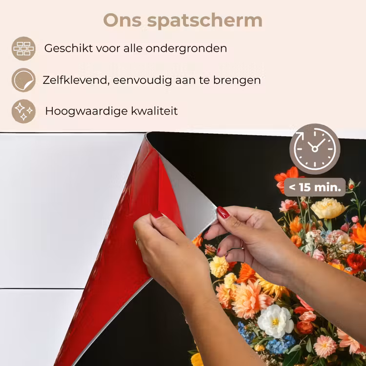 Goud - Bloemen - Kleuren - Vaas keuken achterwand spatscherm klein -spatscherm_NL