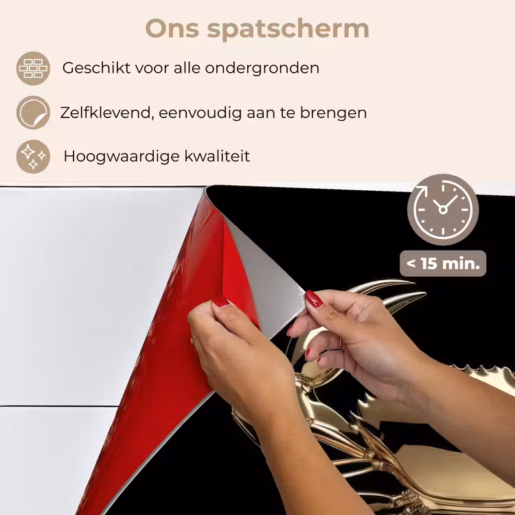 Goud - Krab - Dieren - Zwart keuken achterwand spatscherm klein -spatscherm_NL