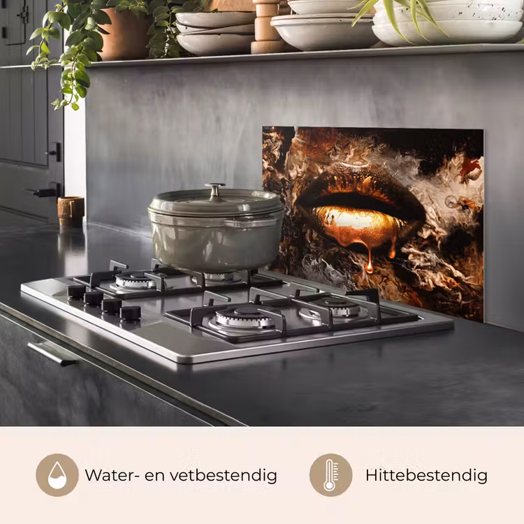 Goud - Lippen - Kunst keuken achterwand spatscherm klein -usp_NL