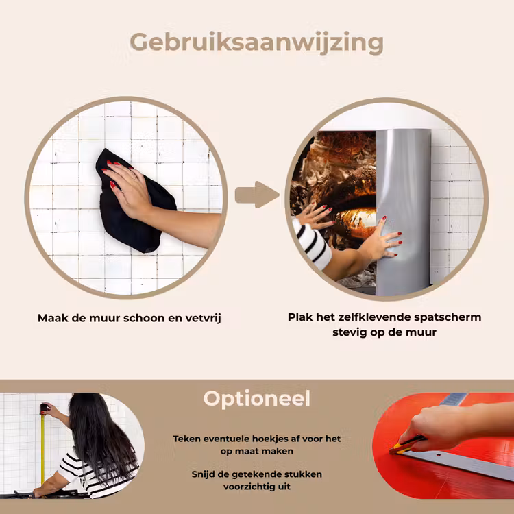 Goud - Lippen - Kunst keuken achterwand spatscherm klein -gebruiksaanwijzing_NL