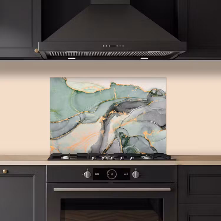 Goud - Marmer - Groen - luxe - Glitter - Marmerlook keuken achterwand spatscherm klein -sfeer1