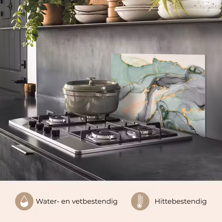 Goud - Marmer - Groen - luxe - Glitter - Marmerlook keuken achterwand spatscherm klein -usp_NL