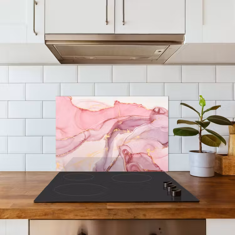 Goud - Marmer - Roze keuken achterwand spatscherm klein -sfeer2