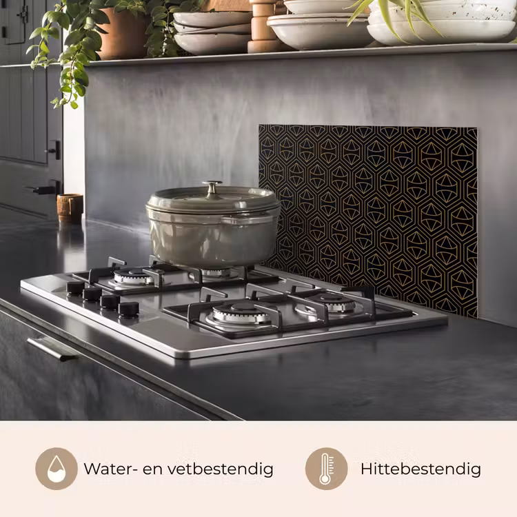 Goud - Zwart - Diamant keuken achterwand spatscherm klein 900 -usp_NL