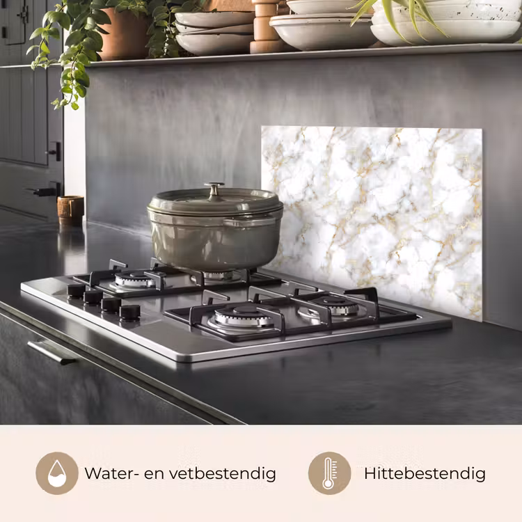Gouden aders - Marmer - Wit keuken achterwand spatscherm klein 900 -usp_NL