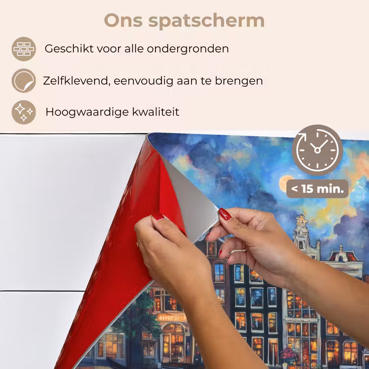 Grachten Amsterdam - Huizen - Stad - Kleurrijk keuken achterwand spatscherm klein -spatscherm_NL