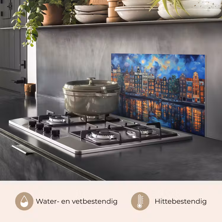 Grachten Amsterdam - Huizen - Stad - Kleurrijk keuken achterwand spatscherm klein -usp_NL