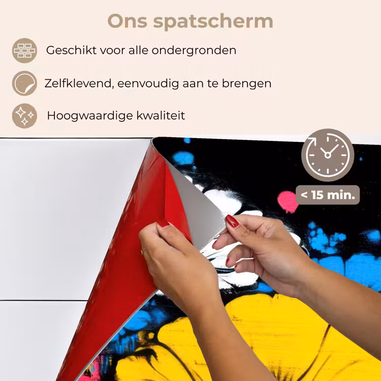 Graffiti - Bloemen - Kleur keuken achterwand spatscherm klein -spatscherm_NL