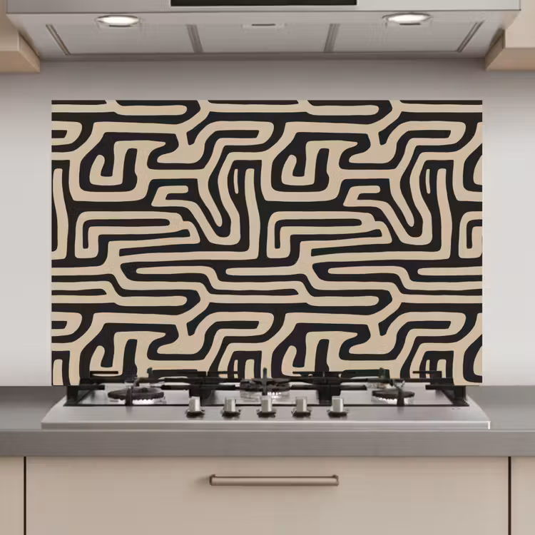 Grafisch - Lijnen - Zwart keuken achterwand spatscherm klein 900 -3d_website