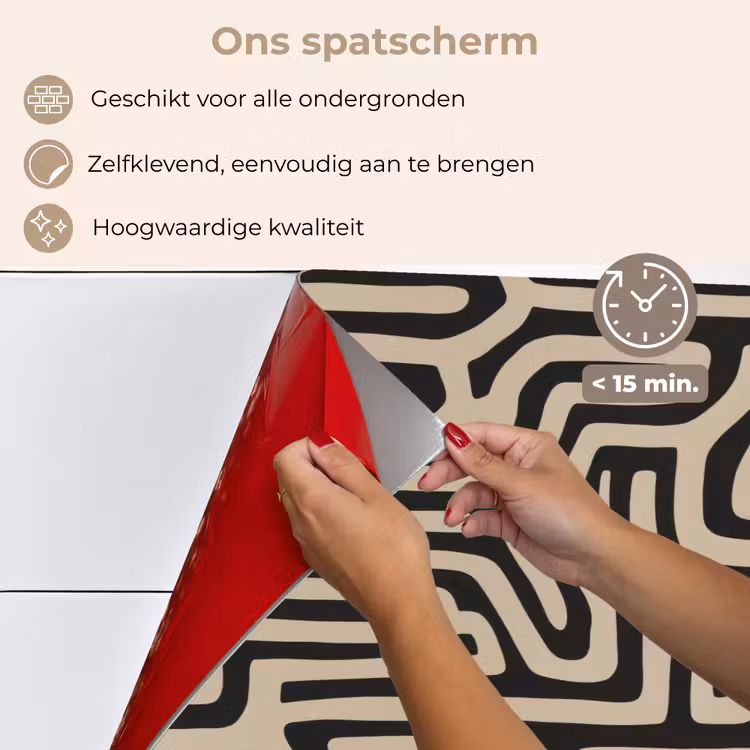 Grafisch - Lijnen - Zwart keuken achterwand spatscherm klein 900 -spatscherm_NL