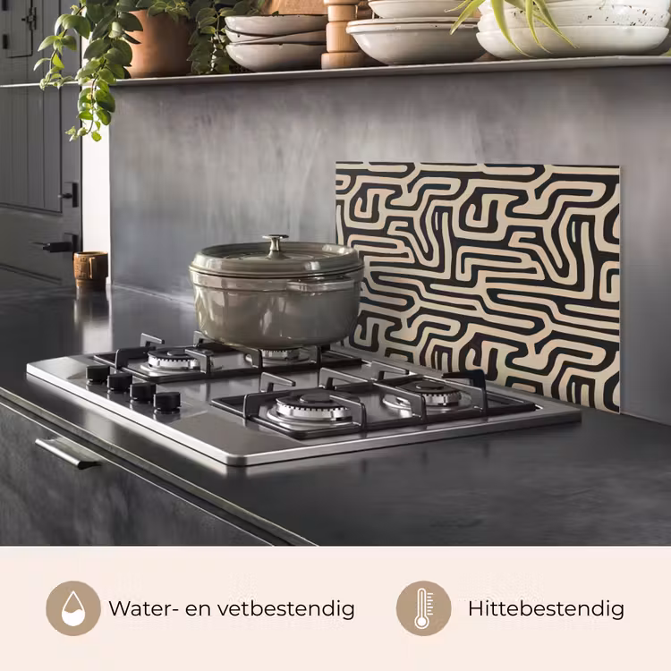 Grafisch - Lijnen - Zwart keuken achterwand spatscherm klein 900 -usp_NL