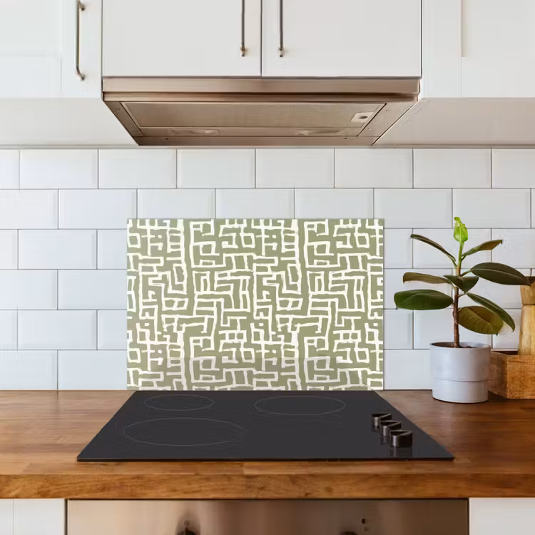 Grafisch - Patroon - Groen keuken achterwand spatscherm klein 900 -sfeer2