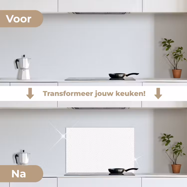 Grafisch - Patroon - Modern keuken achterwand spatscherm klein 900 -voor_na_NL