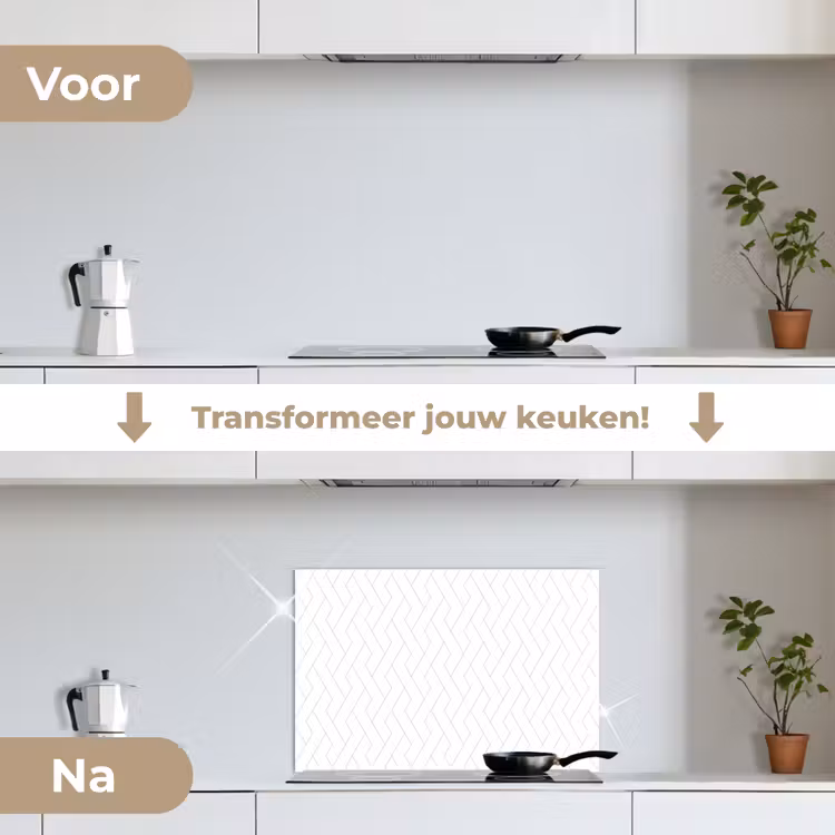Grafisch - Patroon - Modern keuken achterwand spatscherm klein 900 -voor_na_NL