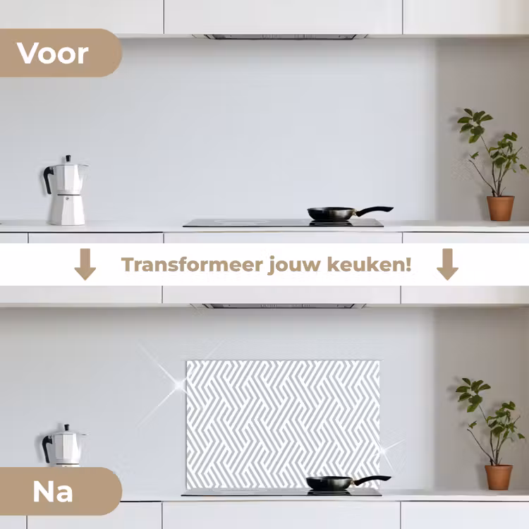 Grafisch - Patroon - Modern - Opvallend keuken achterwand spatscherm klein 900 -voor_na_NL