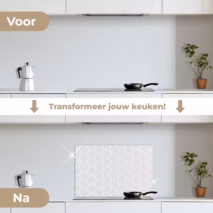 Grafisch - Patroon - Modern - Strepen keuken achterwand spatscherm klein 900 -voor_na_NL