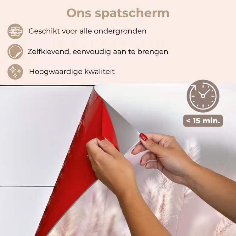 Graspluimen - Wind - Beige - Mistig keuken achterwand spatscherm klein -spatscherm_NL