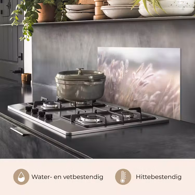 Graspluimen - Wind - Beige - Mistig keuken achterwand spatscherm klein -usp_NL
