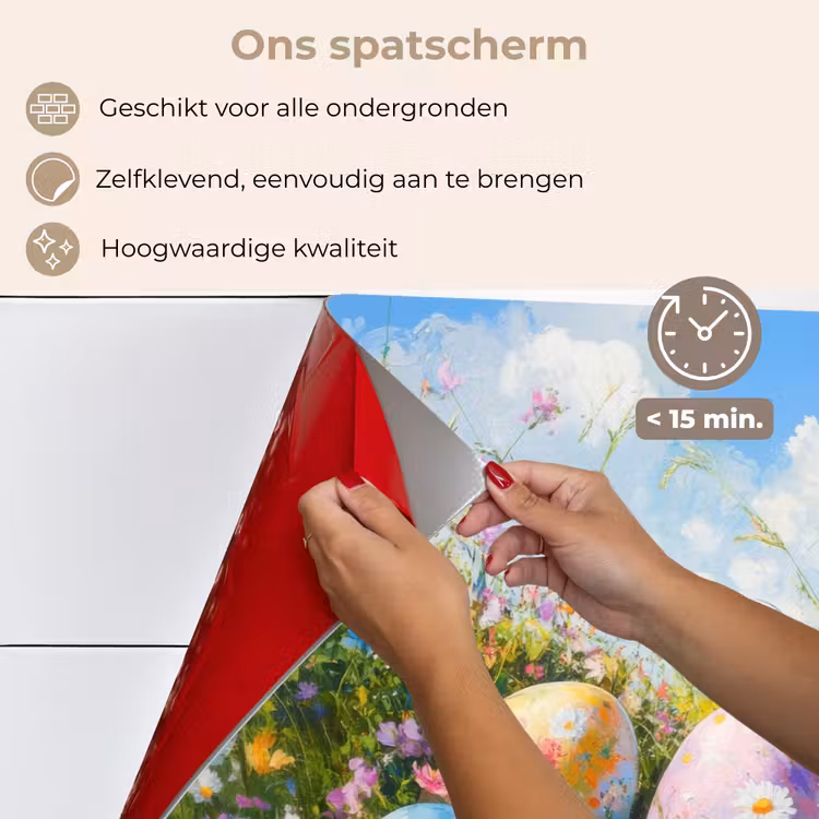 Grasveld - Eieren - Bloemen keuken achterwand spatscherm klein -spatscherm_NL
