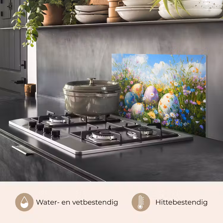 Grasveld - Eieren - Bloemen keuken achterwand spatscherm klein -usp_NL
