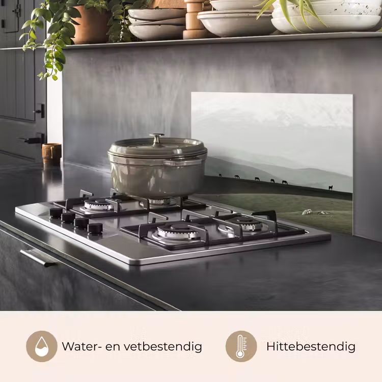 Grijs - Berg - Paarden keuken achterwand spatscherm klein -usp_NL