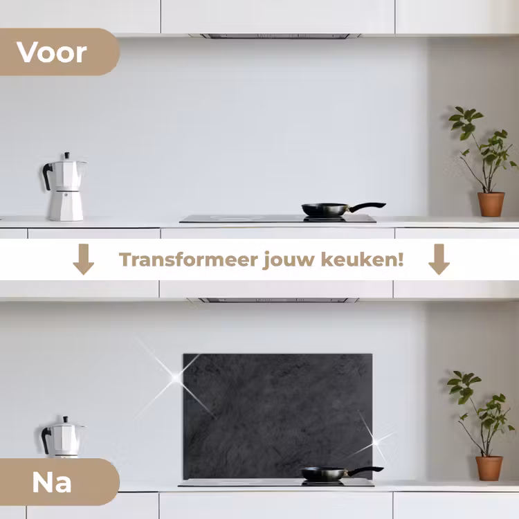Grijs - Cement - Beton - Industrieel - Structuur keuken achterwand spatscherm klein -voor_na_NL