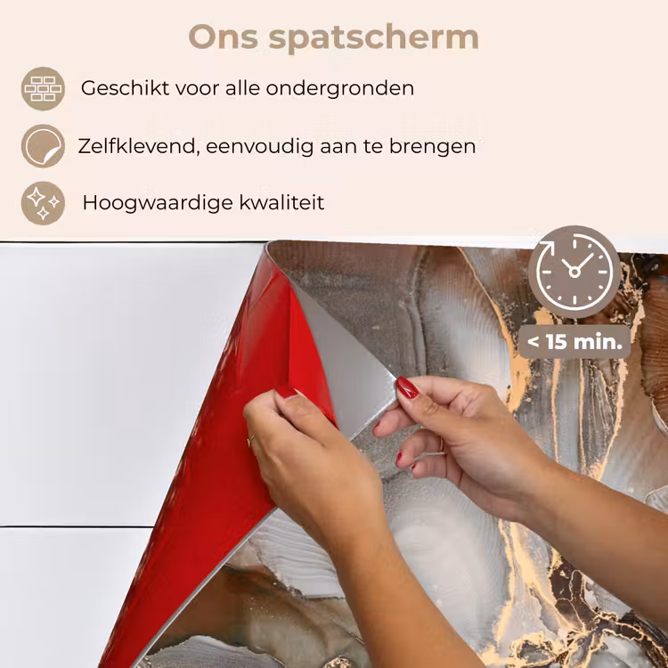 Grijs - Goud - Marmer - Marmerlook keuken achterwand spatscherm klein -spatscherm_NL