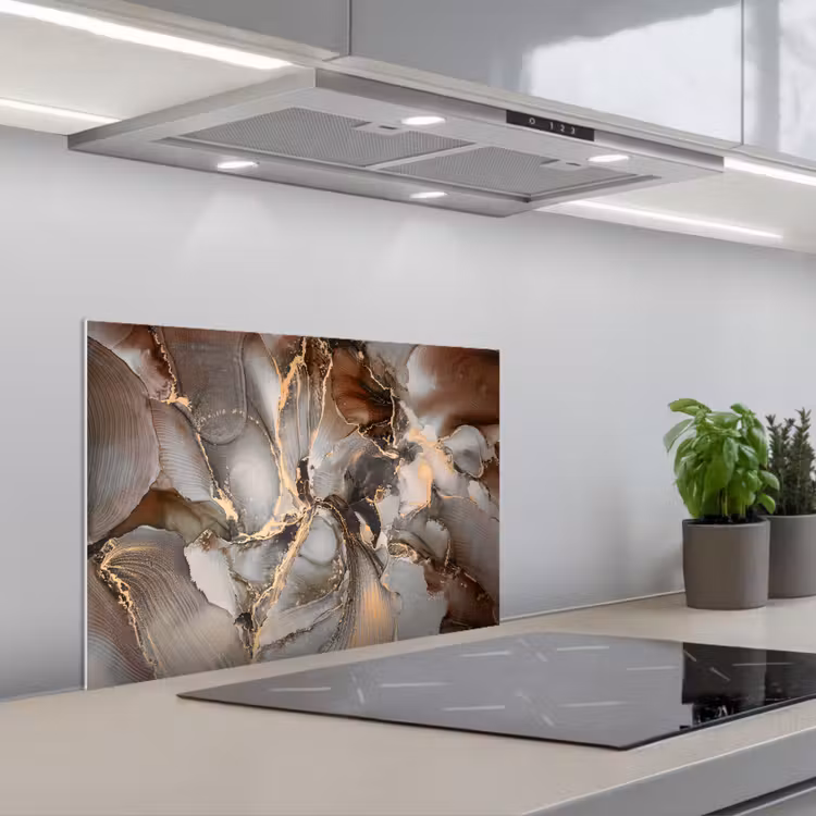 Grijs - Goud - Marmer - Marmerlook keuken achterwand spatscherm klein -3d_schuin