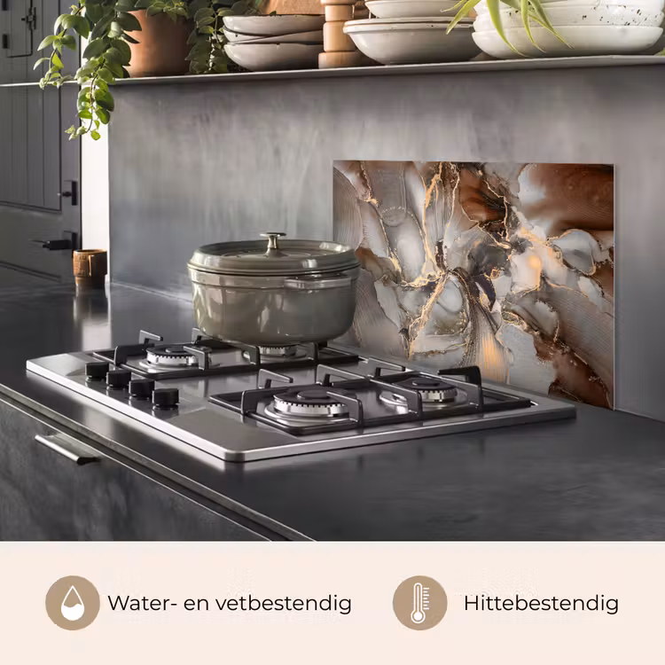 Grijs - Goud - Marmer - Marmerlook keuken achterwand spatscherm klein -usp_NL