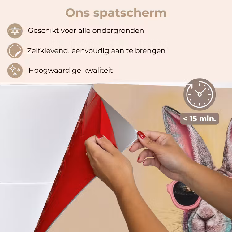 Grijs - Konijn - Blouse - Strik keuken achterwand spatscherm klein -spatscherm_NL