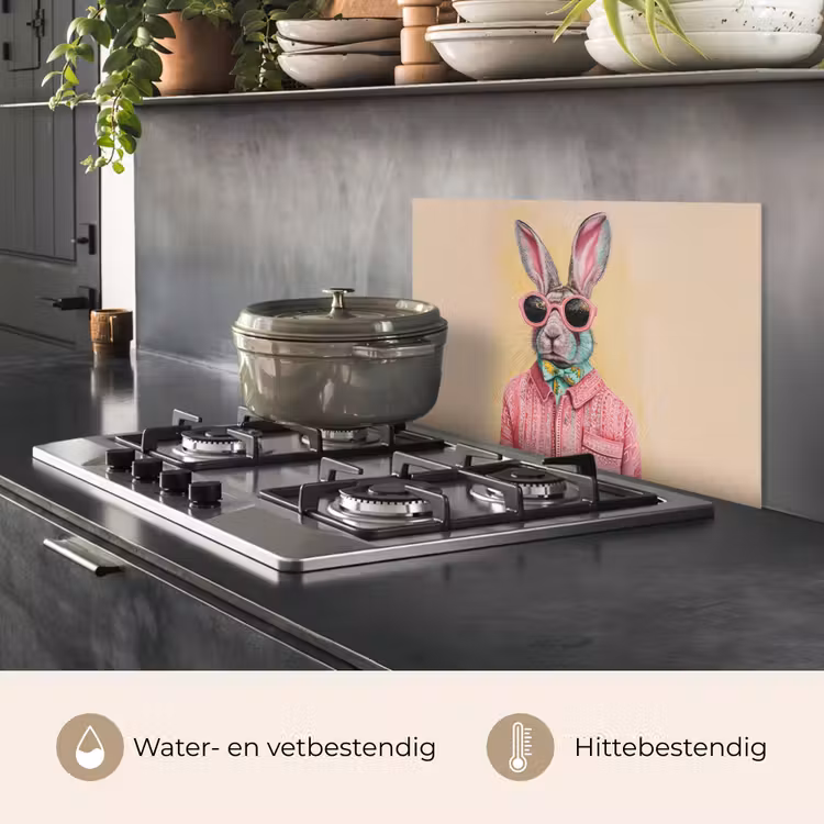 Grijs - Konijn - Blouse - Strik keuken achterwand spatscherm klein -usp_NL