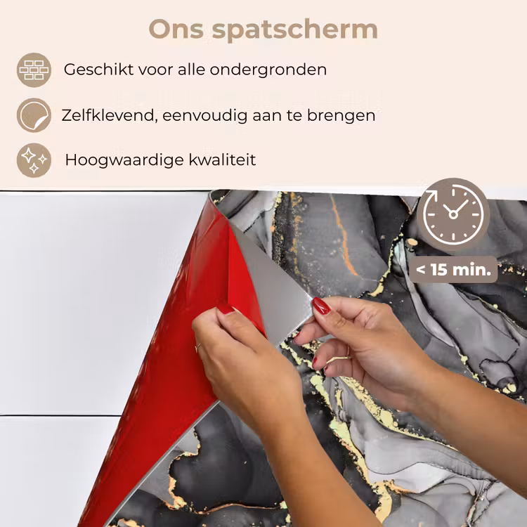 Grijs - Luxe  - Goud - Marmer keuken achterwand spatscherm klein -spatscherm_NL