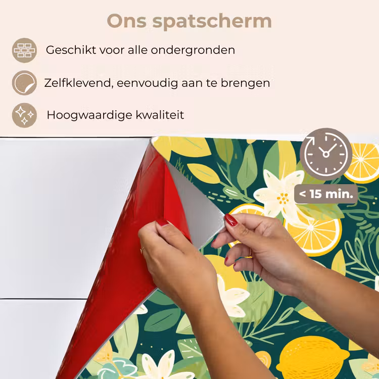 Groen - Bloemen - Citroenpartjes keuken achterwand spatscherm klein 900 -spatscherm_NL